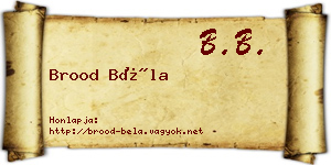 Brood Béla névjegykártya